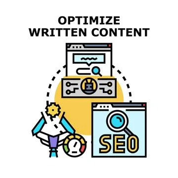 Optimizing written content for search engine strategy Stock Illustration