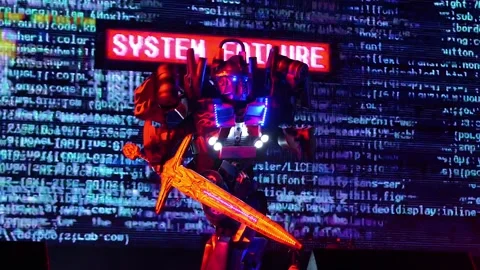 Optimus Prime with the sword Stock Footage 236754020