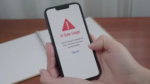 Opting Out of AI Data Usage on Phone Privacy Screen Stock Footage 340965324