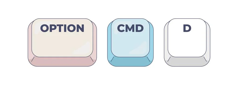 Option Command D computer keyboard shortcut Stock Illustration