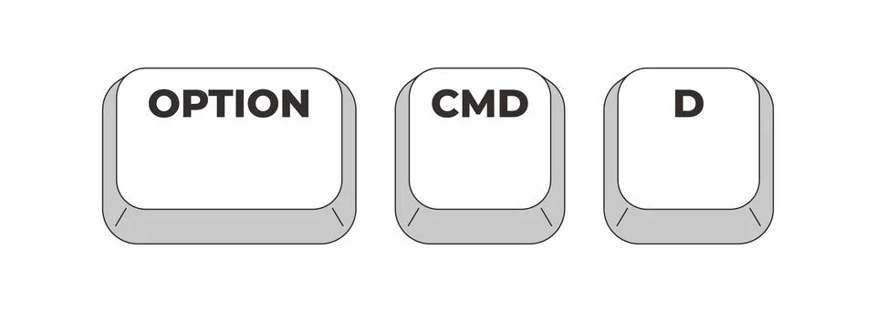 Option Command D grayscale keyboard hotkey Stock Illustration