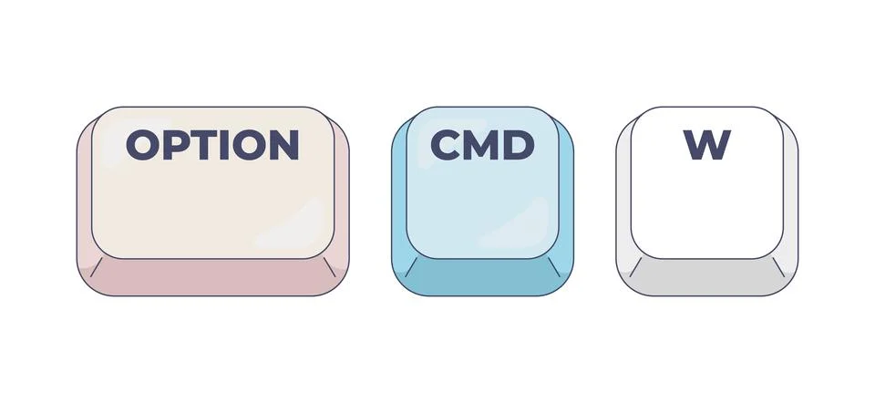 Option Command W computer keyboard shortcut Stock Illustration