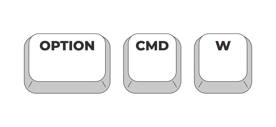 Option Command W grayscale keyboard hotkey Stock Illustration