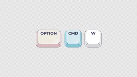 Option Command W keyboard shortcut keys animation Stock Footage 332273689