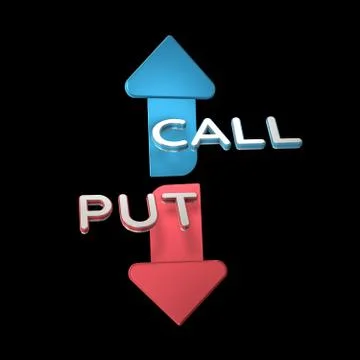 Option put and call arrows on black background. 3D illustration Stock Illustration