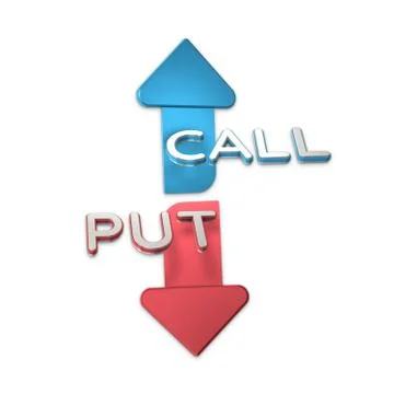 Option put and call arrows isolated on white background. 3D illustration Stock Illustration