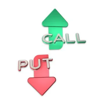 Option put and call arrows isolated on white background. 3D illustration Stock Illustration