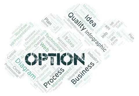 Option typography word cloud create with the text only. Illustrazione stock