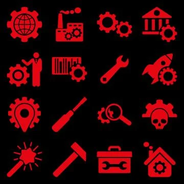 Options and service tools icon set Illustrazione stock