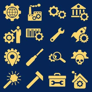 Options and service tools icon set Stock Illustration
