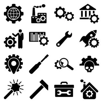 Options and service tools icon set Illustrazione stock