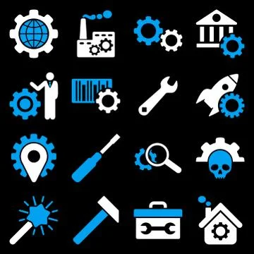 Options and service tools icon set Illustrazione stock