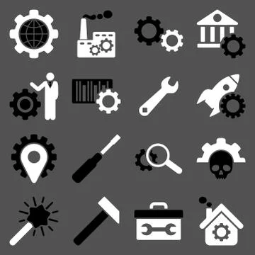 Options and service tools icon set Illustrazione stock