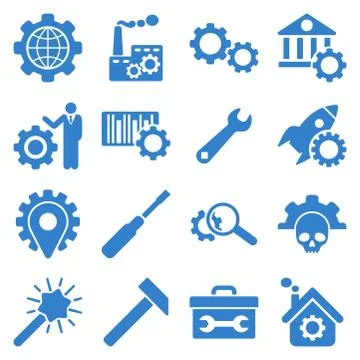 Options and service tools icon set Illustrazione stock
