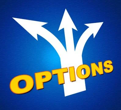 Options arrows indicating direction path and choose Stock Illustration