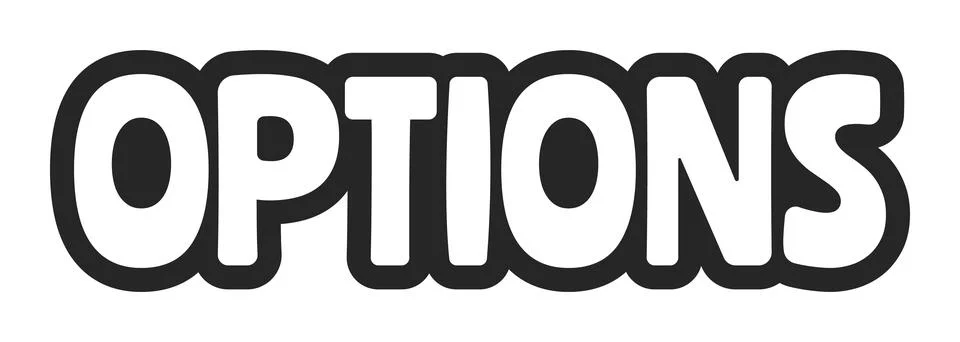 Options bold outline call to action sticker Stock Illustration