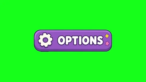 Options button animated purple UI button with gear settings icon clicking 4.. Stock Footage 341906229