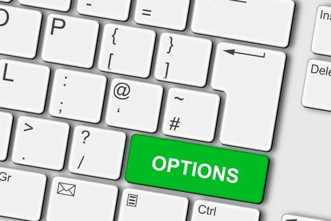 Options concept PC computer keyboard 3d illustration Stock Illustration