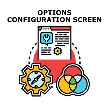 Options configuration screen for digital control settings Stock Illustration