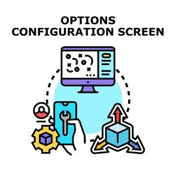Options configuration screen for digital settings management Stockillustratie