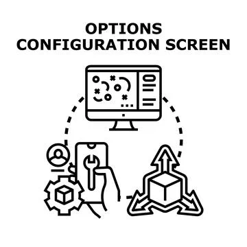 Options configuration screen for digital settings management Stockillustratie
