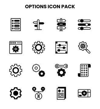 Options DuoTone Collection Icons Pack Stock Illustration