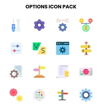 Options Flat Design Icons Pack Stock Illustration