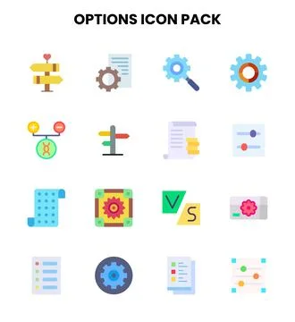 Options Flat Set Icons Pack Stock Illustration