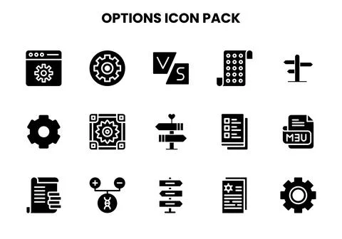 Options Glyph Bundle Icons Pack 库存插图