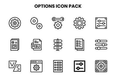 Options Line Bundle Icons Pack Stockillustratie
