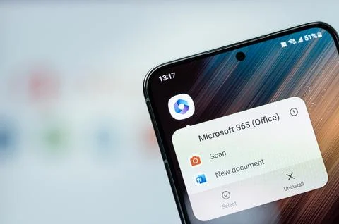 Options of Microsoft office 365 app Stock Photos