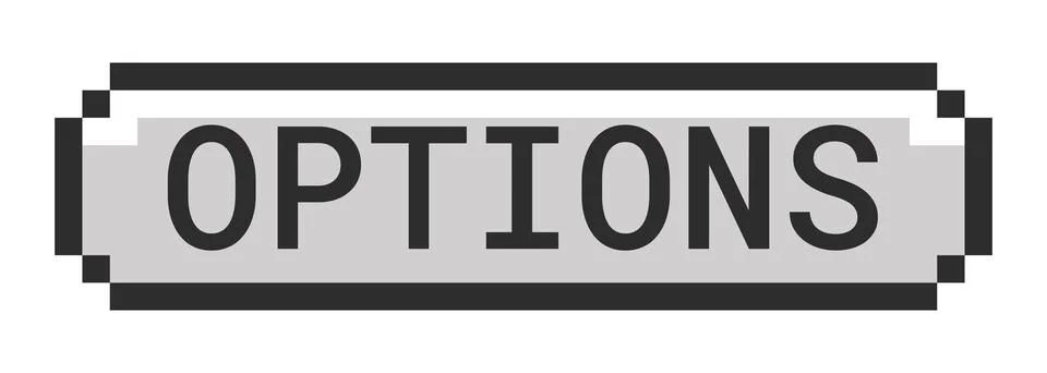 Options monochrome pixel art button Illustrazione stock