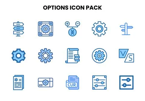 Options Two Colour Bundle Icons Pack Stock Illustration
