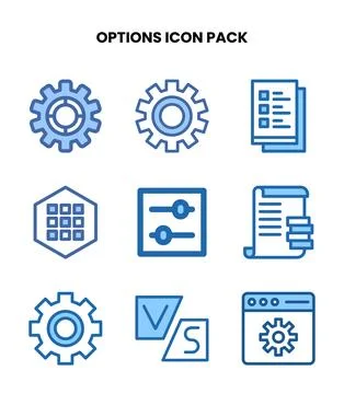 Options Two Colour Scalable Icons Pack 스톡 일러스트