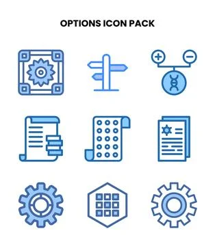 Options Two Colour Vector Icons Pack Stock Illustration
