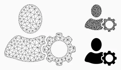Options Vector Mesh Network Model and Triangle Mosaic Icon イラスト素材