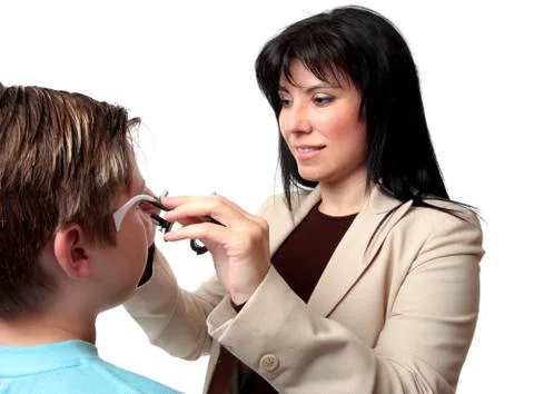 Optometrist with trial frames Stock Photos