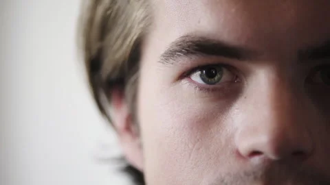 Optometry, eye care and portrait of man in studio with contact lenses for Stock Footage 331184183