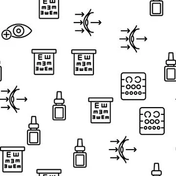 Optometry Eye Health Vector Seamless Pattern Stock Illustration