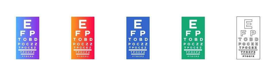 Optometry Eye Vision Chart Icon Set Stock Illustration