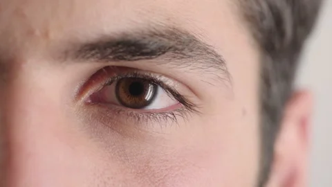 Optometry, face and eyes with examination, closeup or glaucoma screening in Stock Footage 336677378
