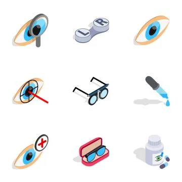 Optometry icons, isometric 3d style イラスト素材