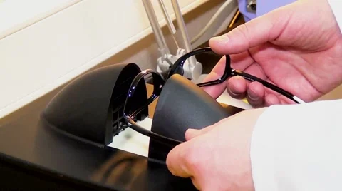 Optometry in the laboratory, prepare lenses for optics. Stock Footage 47812752