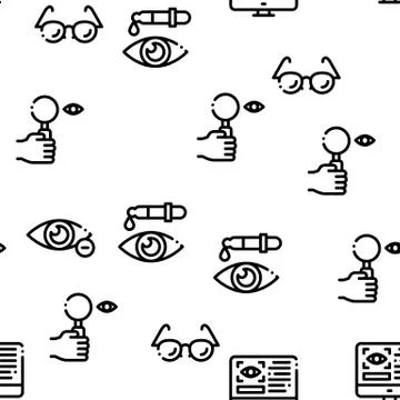 Optometry Medical Aid Seamless Pattern Vector Illustrazione stock