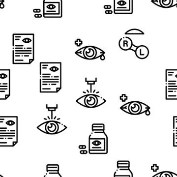 Optometry Medical Aid Seamless Pattern Vector Illustrazione stock