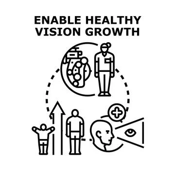 Optometry specialist enabling healthy eye vision growth Stock Illustration