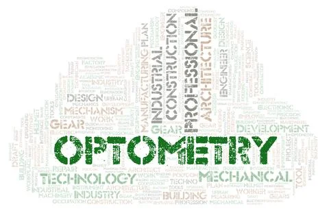 Optometry typography word cloud create with the text only Stock Illustration