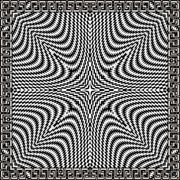 Optrical illusion style vector seamless pattern. Ornamental greek key meanders Illustrazione stock