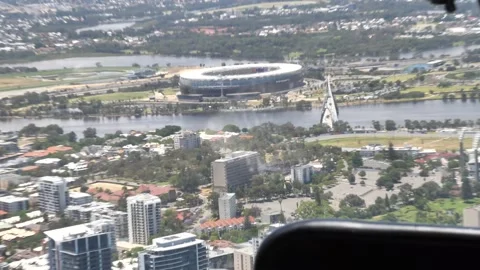 Optus Stadium, Perth Australia - Helicopter cabin view Stock Footage 166079043