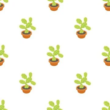 Opuntia cactus pattern seamless vector Illustrazione stock